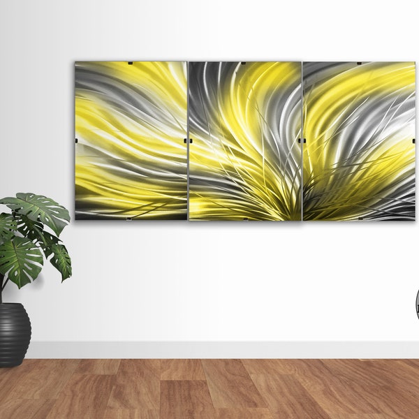 Yellow and Gray Wall Art Etsy