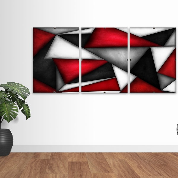 Red Grey Wall Art Etsy