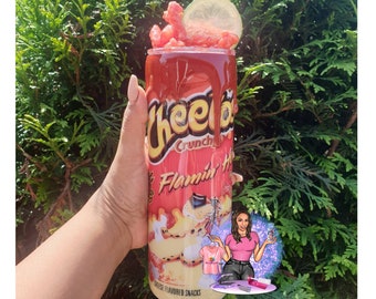 Cheetos custom tumbler -epoxy tumbler personalized with cheetos lid- dip tumbler
