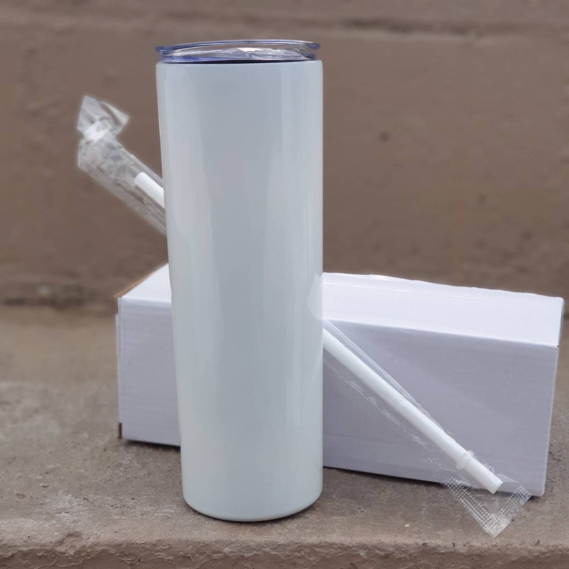 20 oz straight white sublimation skinny tumbler for Etsy