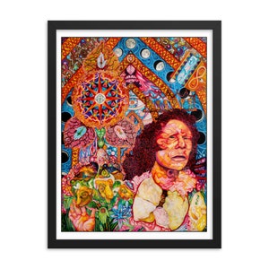 Framed Visionary Art, Mystical Art, Psychedelic Art, Mandala & Moon.