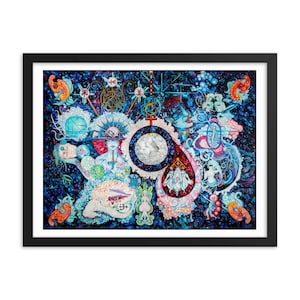 Framed Visionary Art, Mystical Art, Psychedelic Art, Life on Mercury, Print.