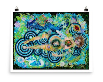 Visionary Art, Mystical Art, Psychedelic Art, Water Goddess Art Print.