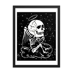 Framed Weird Art, Goth Art, Skeleton Print.