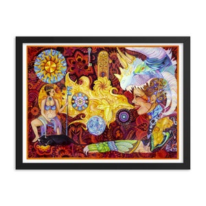 Framed Visionary Art, Mystical Art, Psychedelic Art, Fire.