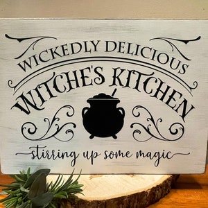 Witch&#39;s Kitchen Halloween Sign: Wickedly Delicious Farmhouse Decor