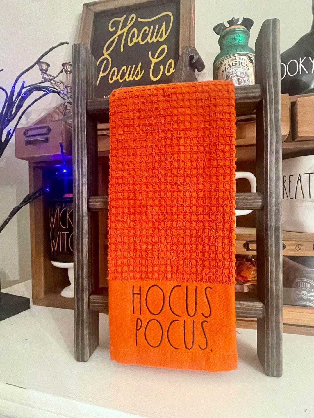 Tea Towel Ladder, Black Stained Kitchen Towel Ladder, Hand Towel Ladder