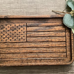 Engraved American Flag Solid Wood Catch All Tray,  Handmade gift, Military Catch All Tray, Catch All Tray, American Flag Trays