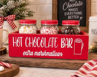 Hot Chocolate Bar Box: Wooden Holiday Decor