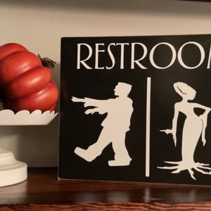 Frankenstein Bathroom Sign, Halloween Sign