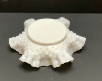 Fenton Milk Glass Hobnail Fluted Ruffled Small Dish