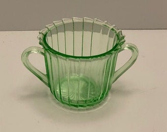 Green Uranium Glass Sugar Bowl