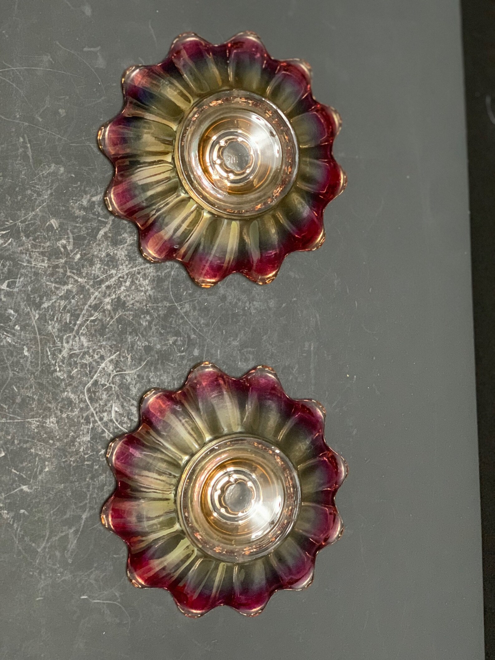 Pair of Carnival Glass Candle Holders Federal Glass Etsy