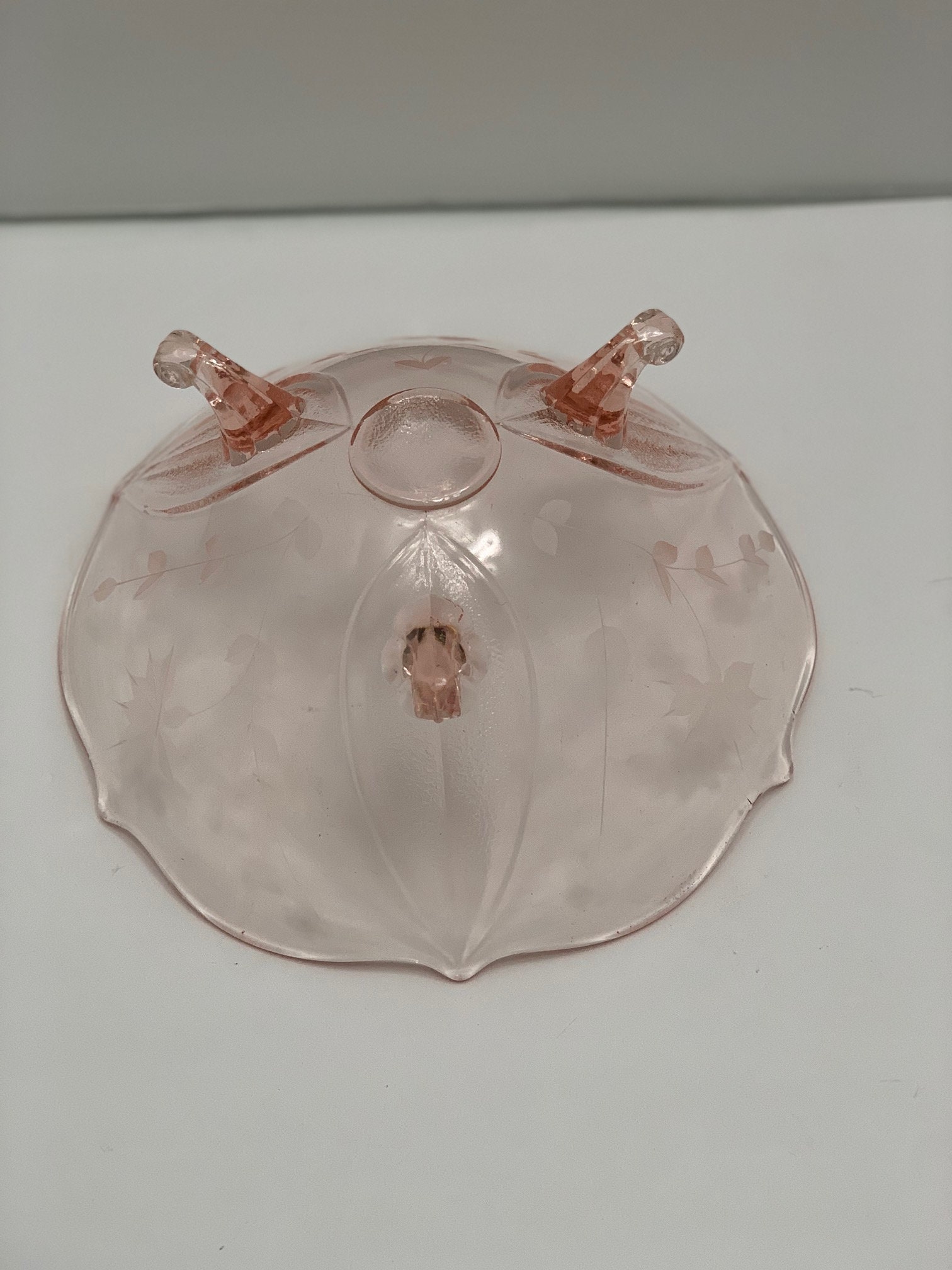 Vintagepinkjubileedepressionglassetchedfootedbowlrare Etsy
