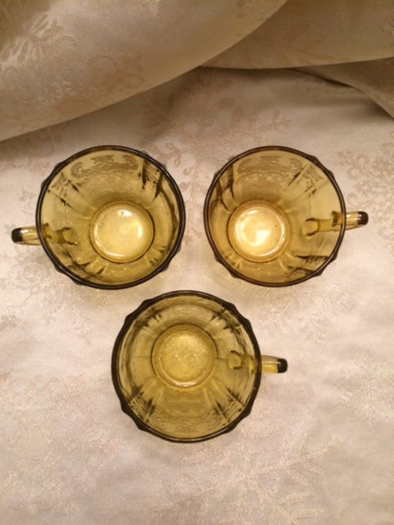 3 Recollection Amber Depression Glass Tea Cups by Indiana Glass Etsy