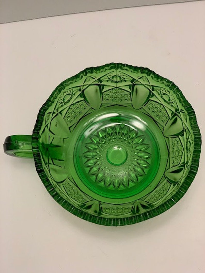 Vintage L.E. Smith Green Glass Quintec Hobstar Nappy Bowl - Etsy
