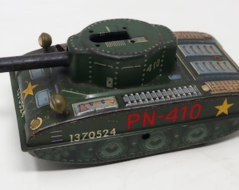 Jouet Mécanique Ancien - Char D'assaut (Tank) En Tôle Lithographiée - FJ France