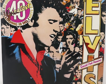 RCA Vintage 1978, años 70, Elvis Presley - Elvis's 40 Greatest Hits Álbum de vinilo de 12" Edición especial británica en rosa, artículo retro raro