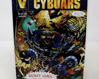 Cómic vintage Cyboars, número 1 de agosto, edición dorada vintage, certificado de autenticidad firmado por el creador Ken Smith, edición rara 60/2500