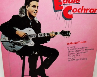 Vintage 1986 80s Music For Pleasure EMI Records Eddie Cochran - 16 Great Tracks Álbum LP de 12" Disco de vinilo Versión británica Rock & Roll