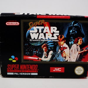 Vintage 1992 90s Super Nintendo Entertainment System SNES Super Star Wars Video Game Boxed Pal