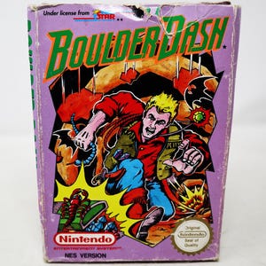 Nintendo Entertainment System NES Boulder Dash, videojuego vintage de los años 90 en caja, Pal Retro