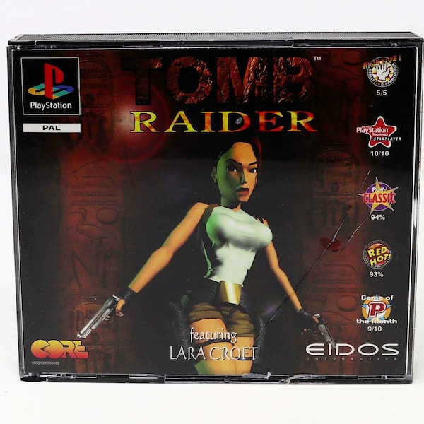 Vintage 1996 90s Playstation 1 PS1 Tomb Raider Lara Croft Video Game Pal Version 1 Player