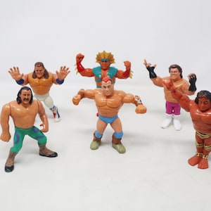Vintage 1990er Jahre Hasbro WWF World Wrestling Federation Actionfiguren Lot Inc. Britische Bulldogge Jake The Snake Roberts