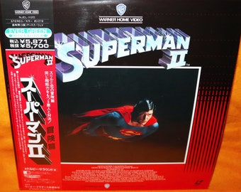 Vintage 1989 80s Warner Home Video Superman II 2 Laser Disc Laserdisc NTSC Rare Japan Christopher Reeve, Margot Kidder Superhero Retro Film Vintage 1989 80s Warner Home Video Superman II 2 Laser Disc Laserdisc NTSC Rare Japan Christopher Reeve, Margot Kidder Superhero Retro Film