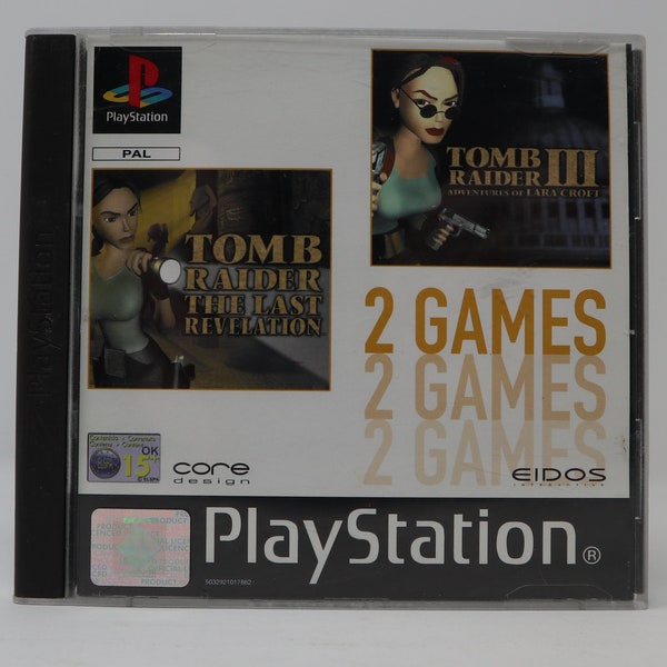 Vintage 2002 Playstation 1 PS1 Tomb Raider III 3 Tomb Raider: The Last Revelation Video Game Pal Version 1 Player Lara Croft