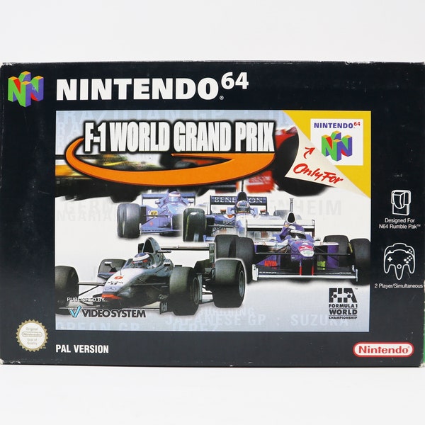 Vintage 1998 anni '90 Nintendo 64 N64 F-1 World Grand Prix Videogioco Versione in scatola Pal + Libro dei segreti e dei trucchi