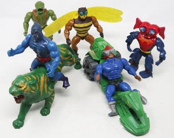 Vintage 1980s 80s Mattel MOTU He-Man Masters Of The Universe Figure Lot Battle Cat Buzz-Off Kobra Khan Mekaneck Mantenna Webstor Road Ripper