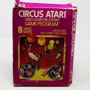 Vintage 1980 80s Atari 2600 CX 2630 Circus Atari Video Game Cartridge For The Atari 8 Video Games Computer System Game Program Boxed Retro