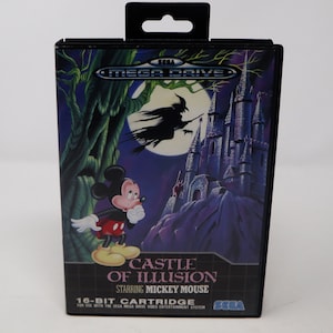 Vintage 1990 90s Sega Mega Drive Megadrive Walt Disney Castle Of Illusion Starring Mickey Mouse 16-Bit Cartridge Video Game Boxed Pal