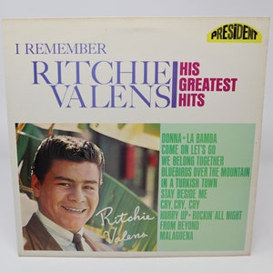 Vintage 1980s President Records Ritchie Valens - I Remember Ritchie Valens - His Greatest Hits LP Album Vinyl Compilation Reissue Stereo UK