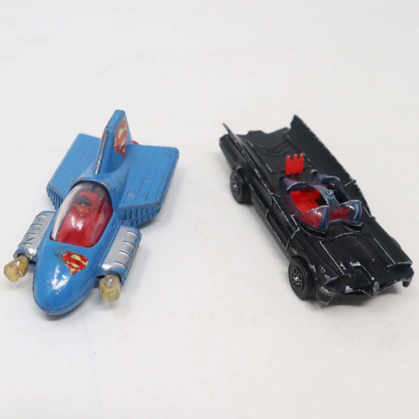 Vintage jaren 1970 Corgi Juniors DC Comics Superman Supermobile + 1976 Batman Batmobile autovoertuigen veel