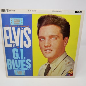 Vintage 1975 70s RCA Elvis Presley - G.I. Blues Soundtrack 12&quot; LP Album Vinyl Record Stereo UK Reissue Version Orange Labels