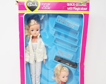 Vintage 1982 80er Jahre Pedigree Sindy Schnellwechsel mit Magicolour Doll Boxed Rare