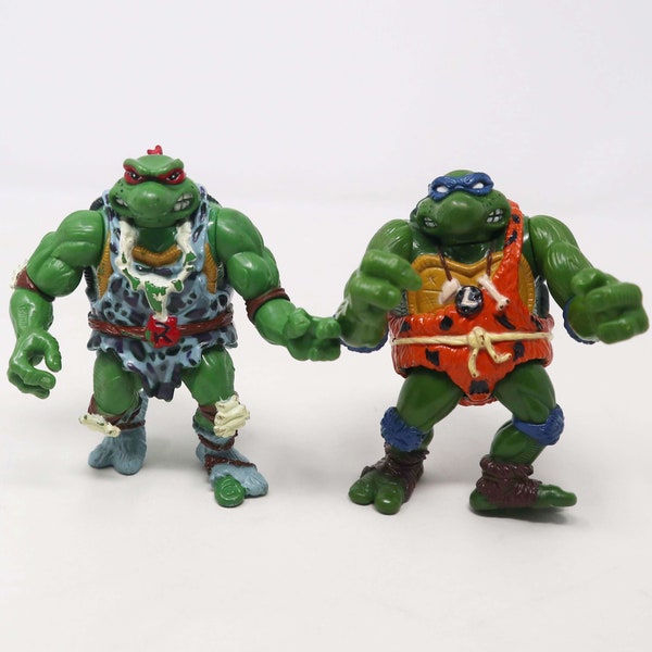 vintage 1992 1993 années 90 Playmates Toys Teenage Mutant Ninja Turtles (TMNT) Cave Turtles Leo Leonardo Raph Raphael Action Figures Lot Rare