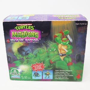 Vintage 1989 80s Teenage Mutant Ninja Turtles (TMNT) Mutations Mutatin' Raphael Action Figure Boxed