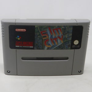 Vintage 1990s Super Nintendo Entertainment System SNES Sim City Cartridge Video Game Pal Version