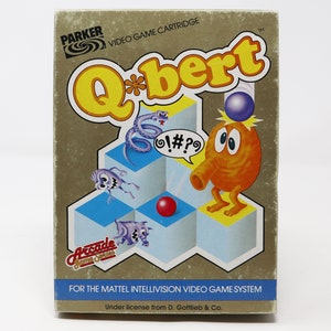 Vintage 1983 80s Atari 2600 Parker Q*Bert No. 931517 Arcade Video Game Cartridge For The Atari Video Computer System Boxed
