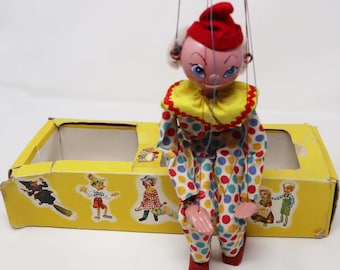 Vintage Pelham Puppets Clown SS6 (SS) Hand Made Puppet Marionette Boxed