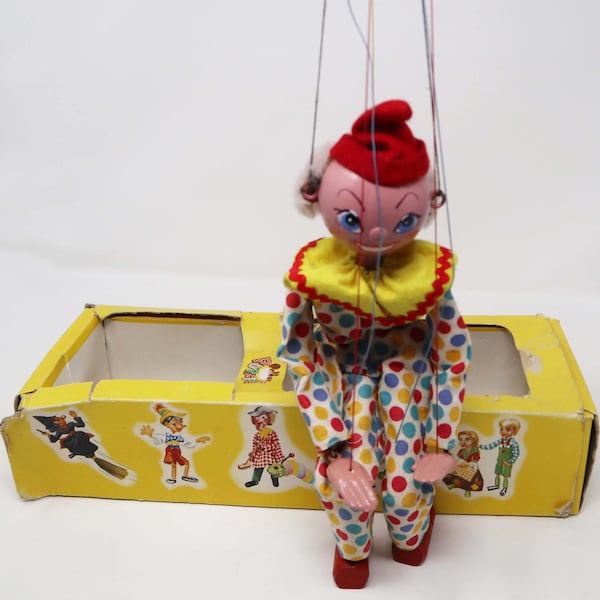 Vintage Pelham Puppets Clown SS6 (SS) Hand Made Puppet Marionette Boxed