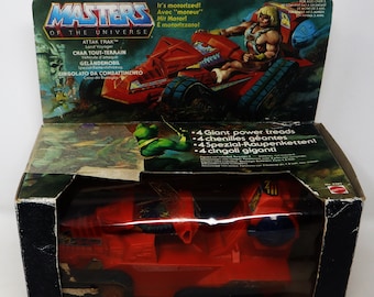 Vintage 1982 80s Mattel MOTU He-Man Masters Of The Universe Attak Trak Motorized Vehicle Boxed France Rare (Untested)