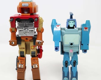 Vintage 1986 80s Hasbro Takara Transformers G1 Blurr & Wreck-Gar Lot Transforming Vehicles To Robot Action Figures Toys Rare