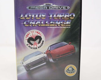 Vintage 1992 90s Sega Mega Drive Megadrive Genesis Lotus Turbo Challenge Cartridge Gra wideo w pudełku 2 graczy Wyścigi samochodowe