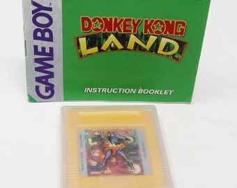 Vintage 1990 90s Game Boy Compact Video Game System Donkey Kong Land Cartridge Video Game Pal Version + Instruction Booklet Retro
