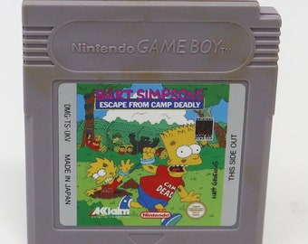 Vintage 1990s Game Boy Compact Video Game System Bart Simpson's Escape From Camp Deadly Cartridge Video Game Pal Version The Simpsons