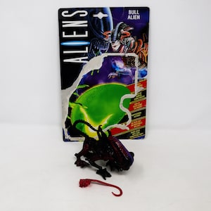 Vintage 1992 90er Jahre Kenner Aliens Bull Alien Action Figur + Cardback Retro